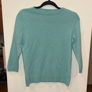 Talbots Cashmere Aqua blue Crew Neck Sweater size Medium petite